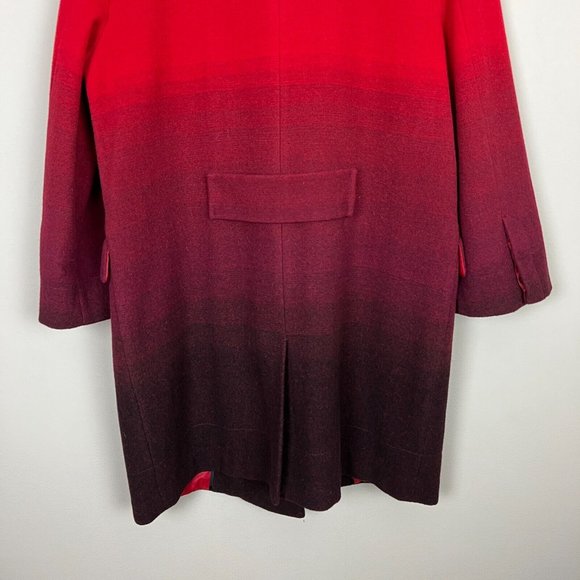 Worthington Dress Coat Womens‎ Large Red Ombre Wool Blend Long Double Breasted - Picture 6 of 15